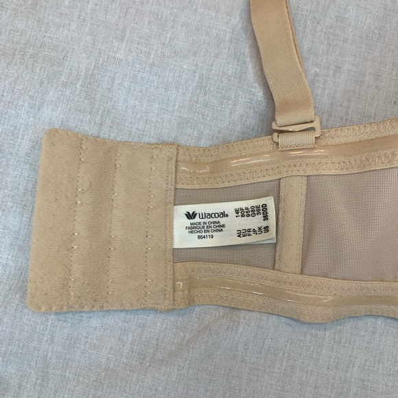 Wacoal Red Carpet Convertible Strapless Bra Size 36DDD #854119 Nude Beige - Picture 3 of 4